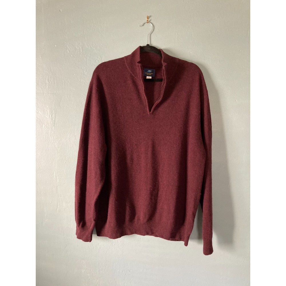 International Waters 100% cashmere men's plum 1/4 zip sweater size x-large